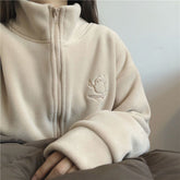 Fleecejacke mit Reißverschluss und Stickerei